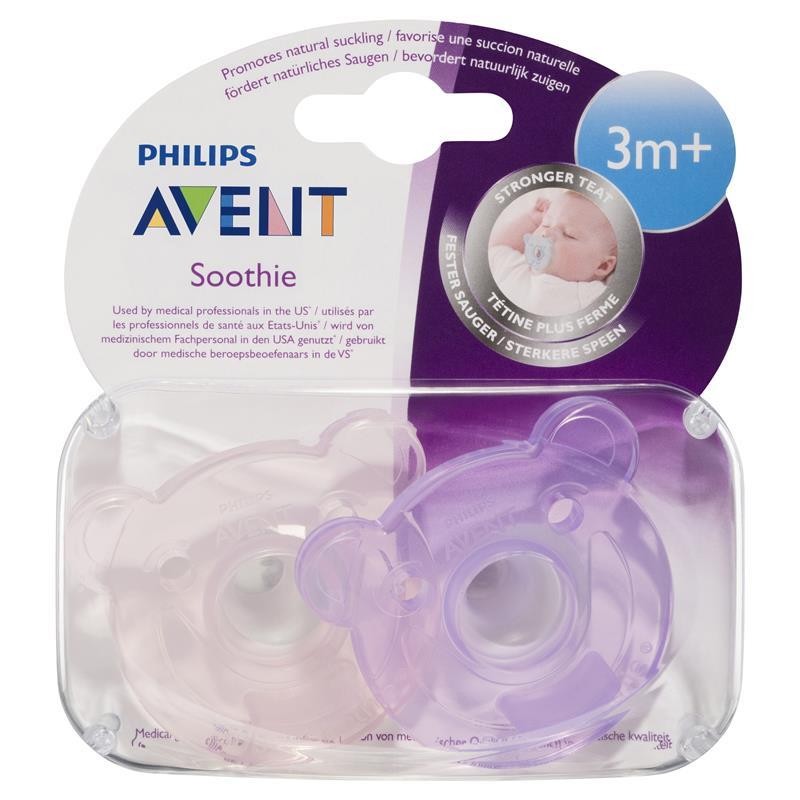 Philips Avent Sucette M Soothie Ours Rose Mauve Babyboom Shop