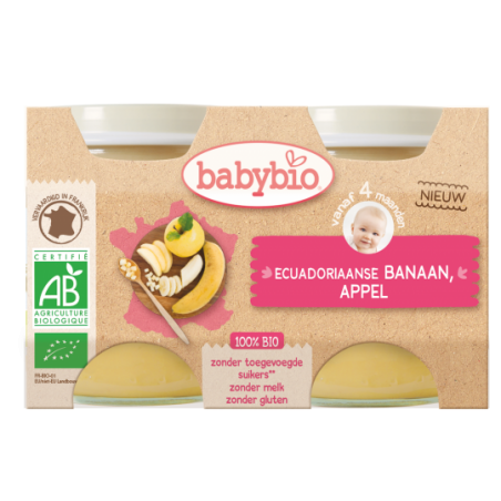 Babybio Pomme - Banane (dès 4 mois) 2 pièces Bio
