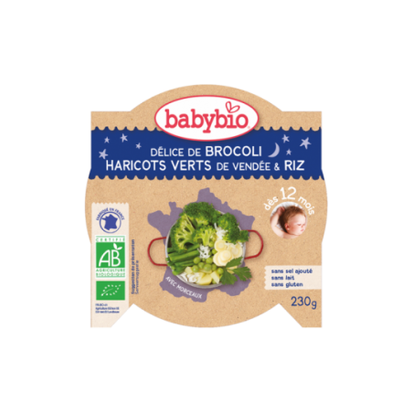 Babybio Slaap Lekker - Broccoli en boontjes - Rijst (vanaf 12 maanden) Bio