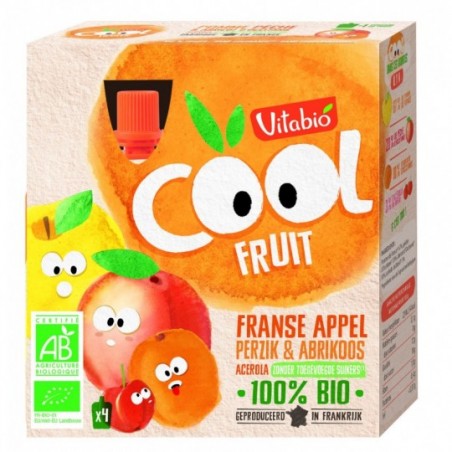 Vitabio Coolfruits Appel - Perzik - Abrikoos 4 stuks Bio