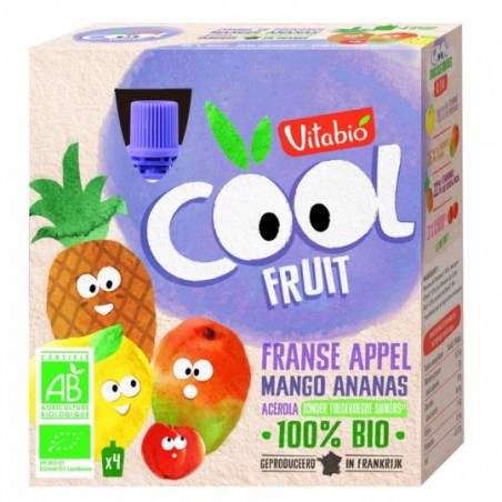 Vitabio Coolfruits Pomme - Mangue - Ananas 4 pièces Bio