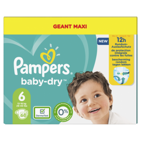Pampers Baby dry maxi geant Taille 6 68 pièces