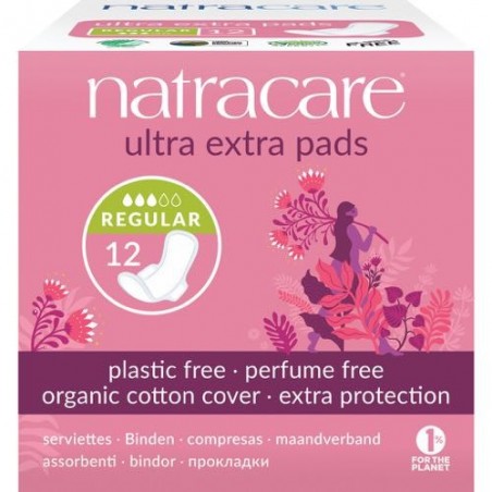 Natracare Serviettes ultra extra normal + ailes 12 pièces