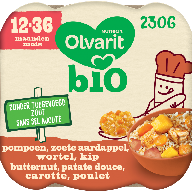 Olvarit Repas Butternut Patate Douce Carotte Poulet Enfant Des 12m 230g Bio Babyboom Shop