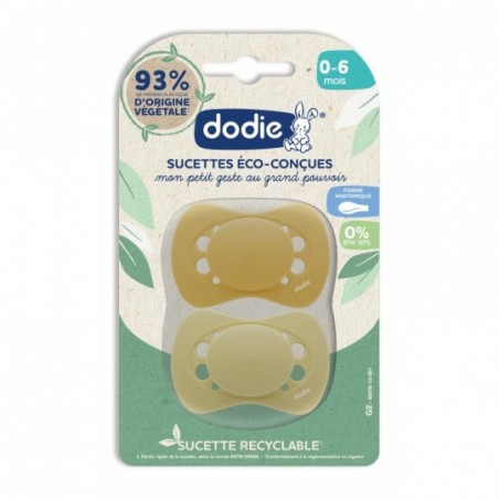 Dodie Dodie Eco-Ontworpen Fopspeen Baby’s 0-6 Maanden G2 Geel 2 stuks