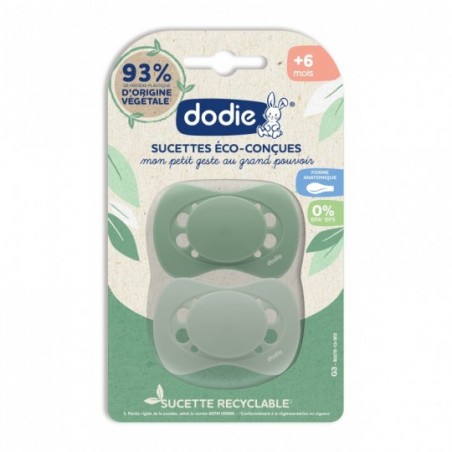 Dodie Dodie Eco-Ontworpen Fopspeen Baby’s +6 Maanden G3 Groen 2 stuks