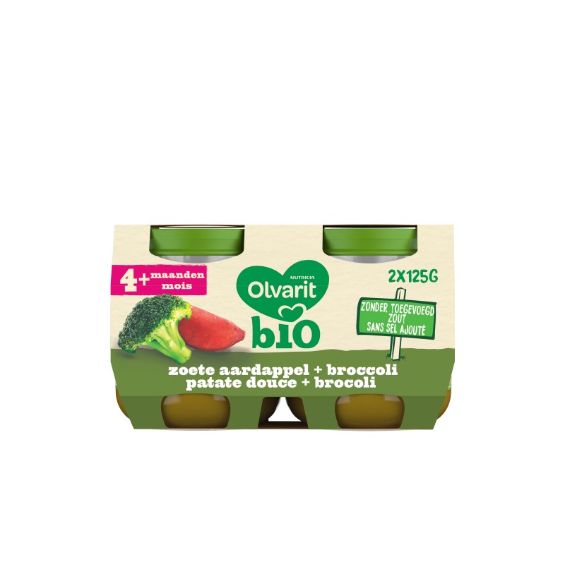 Olvarit Panade Legumes Bebe Patate Douce Brocolis 4m 2x125g Bio Babyboom Shop