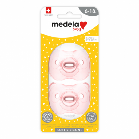 Medela Baby Sucette Soft Silicone 6-18m soft pink 2 pièces - Babyboom Shop