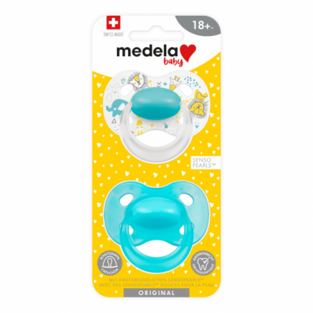 Medela Baby Sucette Original 18+ turquoise blue 2 pièces - Babyboom Shop