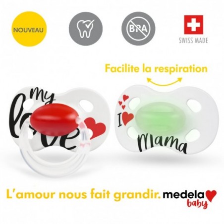 Medela Baby Sucette Day&Night 0-6m Signature Love/Mama 2 pièces - Babyboom Shop