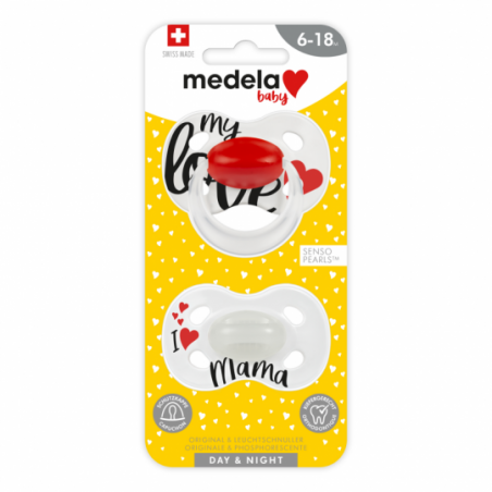 Medela Baby Sucette Day&Night 6-18m Signature Love/Mama 2 pièces - Babyboom Shop
