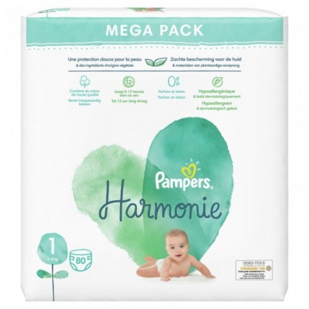 Pampers Harmonie Mega Pack Taille 1 80 pièces - Babyboom Shop