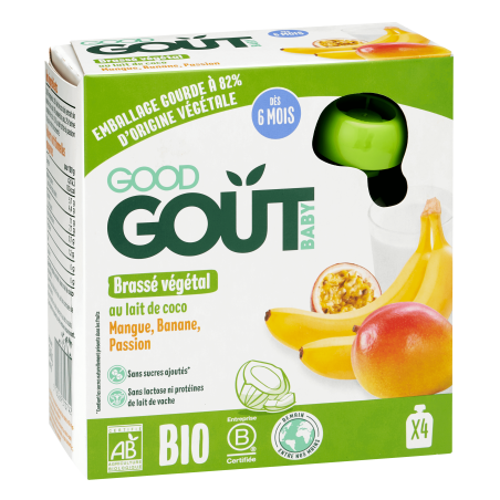 Good Gout Vegan dessert cocosmelk, mango, banaan en passievrucht Bio - Babyboom Shop