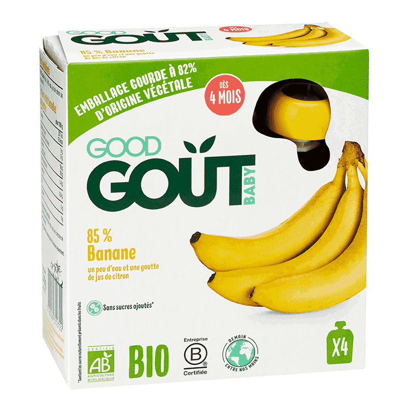 Compote fraise banane sans sucres ajoutés Bio dès 4 mois Good Gout -120g