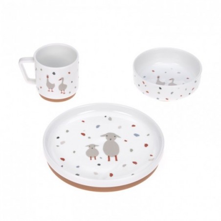 Lässig Set de vaisselle en porcelaine et silicone Mouton/Oie - Babyboom Shop