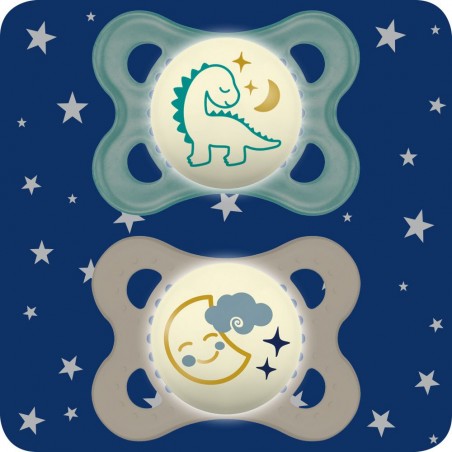 MAM Sucette Night silicone 0-6 mois dinosaure lune - Babyboom Shop