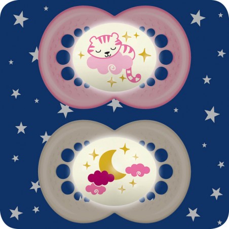MAM Sucette Night silicone 6-16 mois chat lune- Babyboom Shop