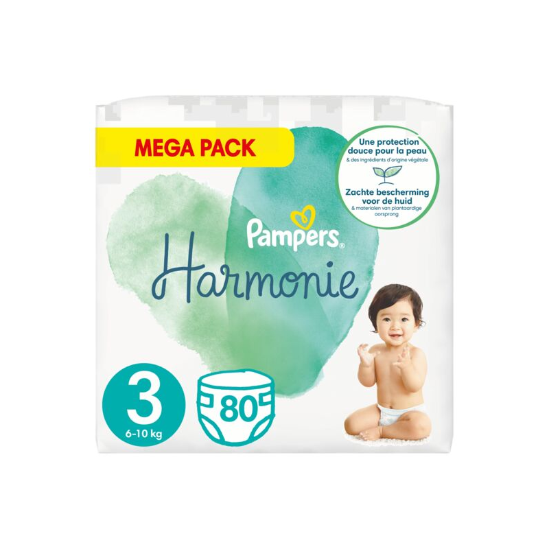 Pampers Harmonie Couche taille 1 : 2 -5kg - 80 Couches