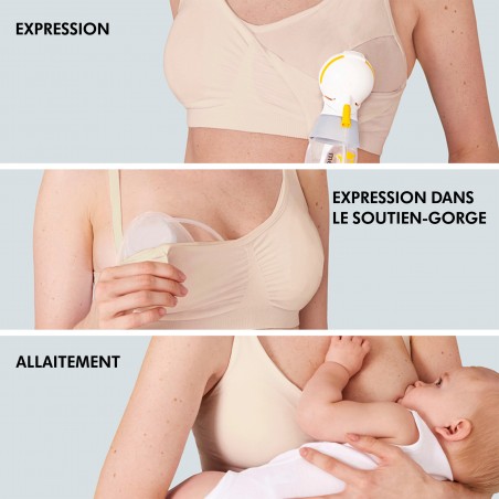 Soutien-gorge de grossesse et d'expression de lait 3 en 1 Chair Taille L - Babyboom Shop