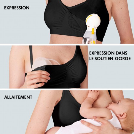 Soutien-gorge de grossesse et d'expression de lait 3 en 1 Noir Taille XL - Babyboom Shop