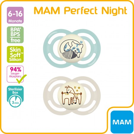 MAM Sucette Perfect Night Silicone 6-16 - Babyboom Shop