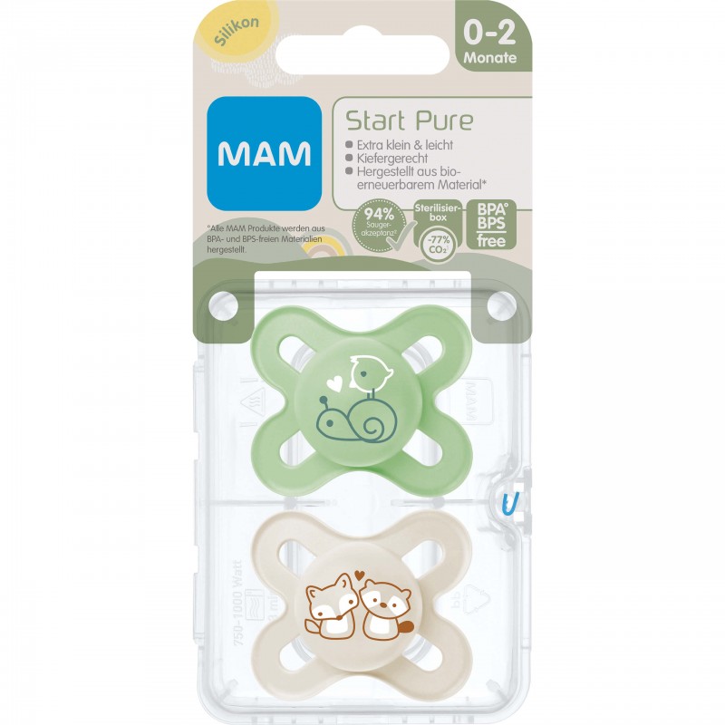 MAM Sucette Pure & Pure Plaine - 0-6 mois - Rose - 4 pcs
