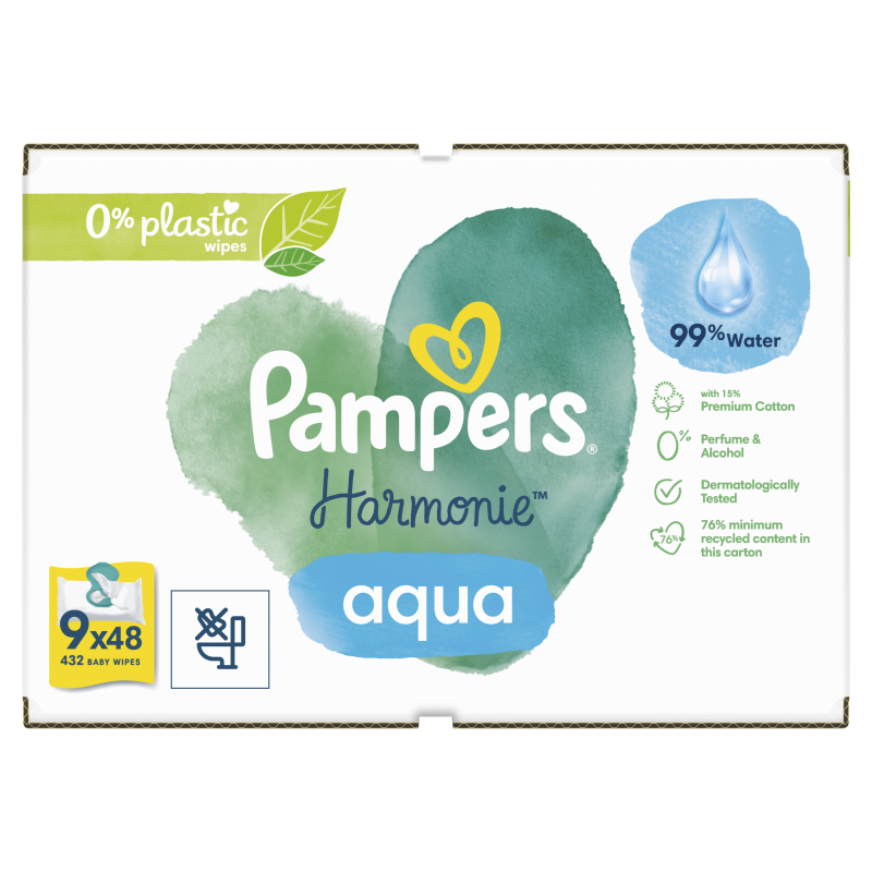 Pampers Lingettes Aqua 0% 432 pièces - Babyboom Shop - Babyboom Shop