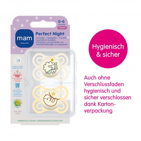 MAM Sucette Perfect Night Silicone 0-6 - Babyboom Shop