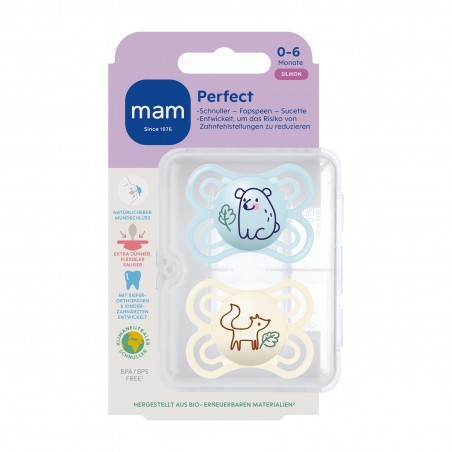 MAM Sucette Perfect Silicone 0-6 éléphant - Babyboom Shop